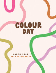 Set of Colour Day Posters with Playful Abstract Wavy Lines

