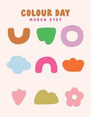 Set of Colour Day Posters with Playful Abstract Wavy Lines

