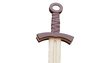 Wooden Toy Sword with Brown Handle and Guard