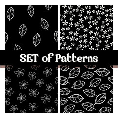 Modern Minimalist Monochrome Botanical Pattern Collection with Simple Organic Plant Forms