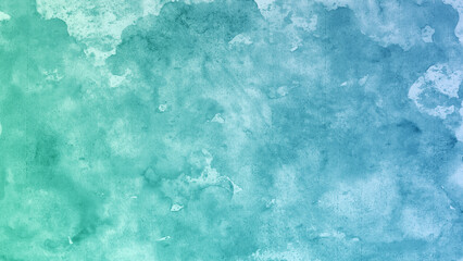 Light blue green sea teal mint turquoise aqua cyan abstract pattern watercolor. Color gradient. Colorful art background. Brush splash daub stain grunge. Empty space design ad.