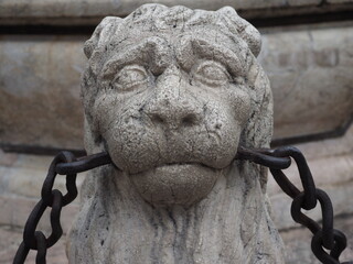 Contarini fountain statue in Bergamo upper, LOmbardy, Italy