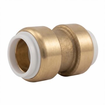 Brass push-to-connect straight plumbing coupling fitting