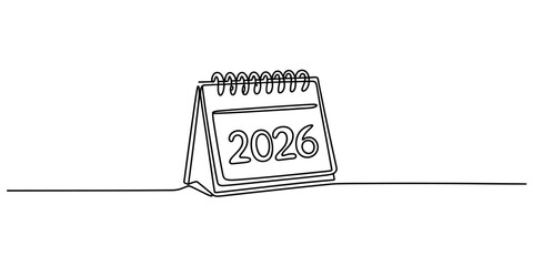 A simple line drawing of a calendar for the year 2026