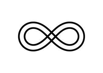 A simple black infinity symbol on a white background