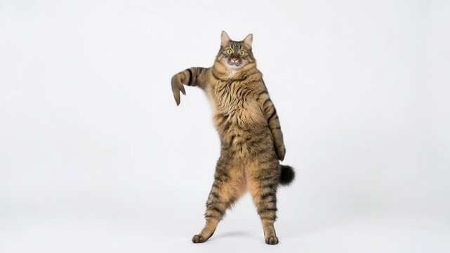 Funny Cute Cat Dancing on Hind Legs with Rhythm AI Generated Video