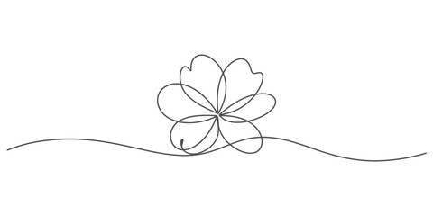 A minimalist line drawing of a flower on a wavy line