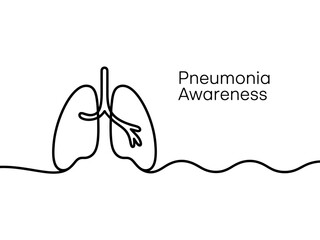 A simple line drawing of lungs with the words Pneumonia Awareness written next to it.
