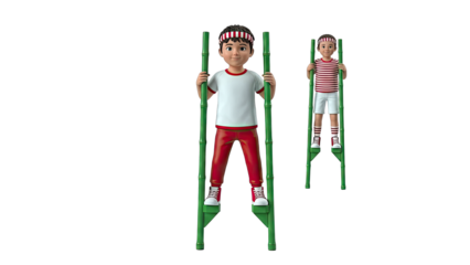 Children on Bamboo Stilts
