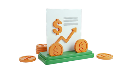 Financial Growth Chart with Dollar Symbols and Coins