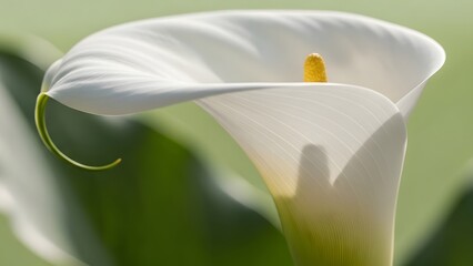 Macro shot of a calla lily curve detail, modern floral minimalism