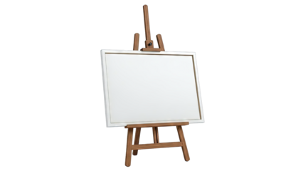 Wooden Easel with Blank White Canvas