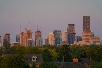 Toronto cityscape with constructions in downtown, Canada 