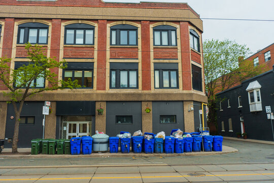 Rubbish bins infront of building in Toronto, Canada 