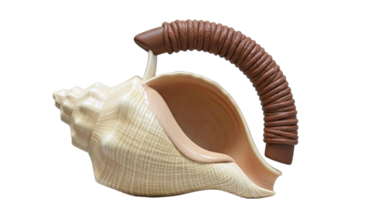 Conch shell with woven brown handle
