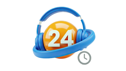 24 Hour Support Headphones Icon