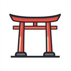 Traditional Japanese red torii gate illustration isolated on white.