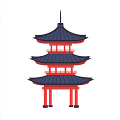 Traditional Japanese pagoda building icon isolated on white background.