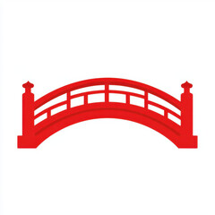 Traditional red Japanese bridge icon isolated on white background.