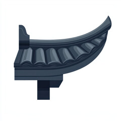 Traditional Japanese roof tile element isolated on white background.