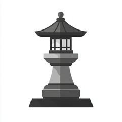 Traditional Japanese stone lantern icon isolated on white background.