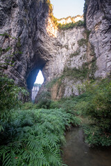 Qinglong bridge or Green Dragon Bridge at Wulong Karst Geological Park, Chongqing.