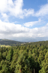 Tourist bus travel at Fairy Mountain National Forest Park in Wulong, Chongqing, China.