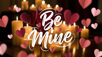 Romantic Valentine's Day candlelight with hearts decoration