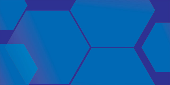 Modern abstract blue background with glowing geometric lines. Blue gradient hexagon shape design. Futuristic modern