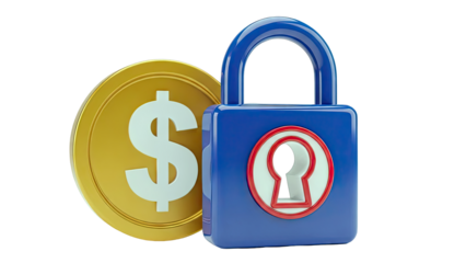 Secure Dollar Coin and Lock Icon