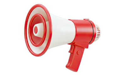 Red and White Megaphone Isolated on White Background