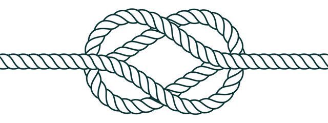 Double figure eight knot on rope, vector illustration showing detailed knot structure, ideal for climbing, boating, nautical guides, rope tutorials, outdoor adventure graphics, and instructional  © welcome