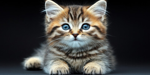 Small Tabby Kitten Portrait Looking at Camera