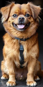 Cute Small Dog Wearing Tie Portrait
