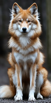 Fluffy Orange and White Fox Cub Portrait