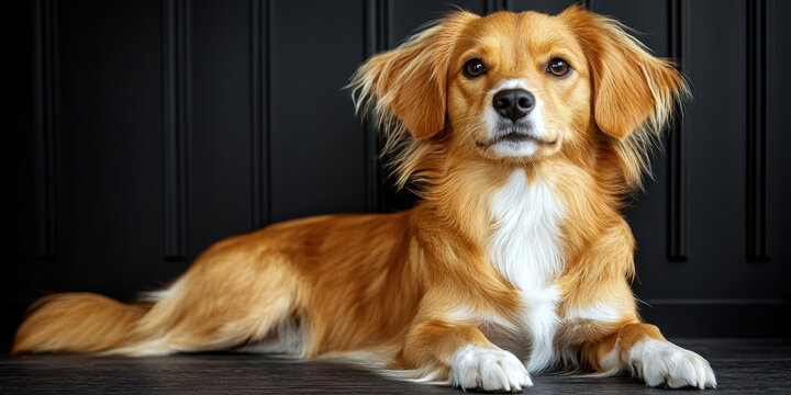 Golden Brown Dog Lying on Dark Interior Floor