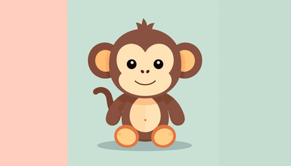 Cute Cartoon Monkey Sitting Down Illustration