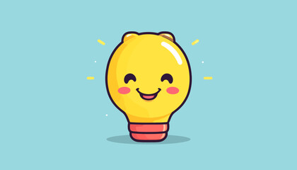 Cute smiling light bulb cartoon character illustration