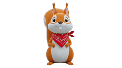 Cute cartoon squirrel wearing a red bandana