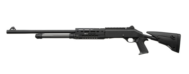 Military Style Shotgun On White