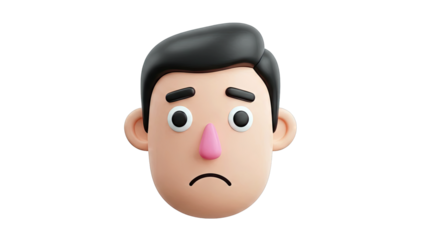 3D Sad Boy Face Illustration