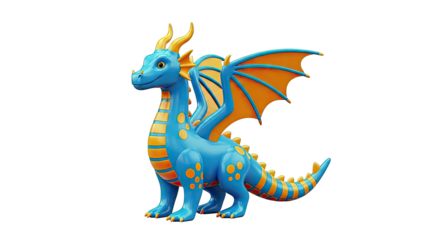 Blue and Orange Cartoon Dragon