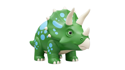 Green Triceratops Toy with Blue Spots