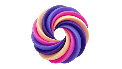 Swirling Abstract Sculpture with Purple, Pink, and Orange Hues