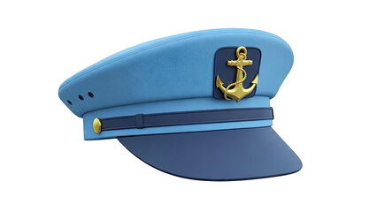 Navy Blue Captain's Hat with Golden Anchor Emblem