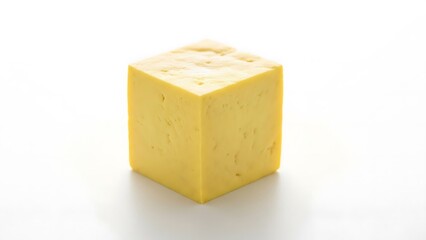 Yellow Cube Object on White Background