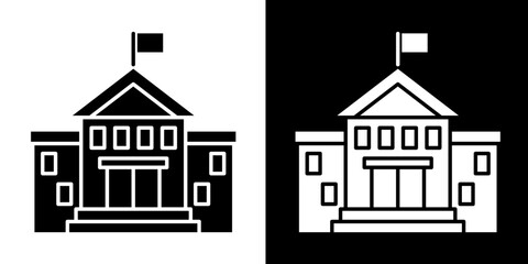 University  Icon Set White Style Collection