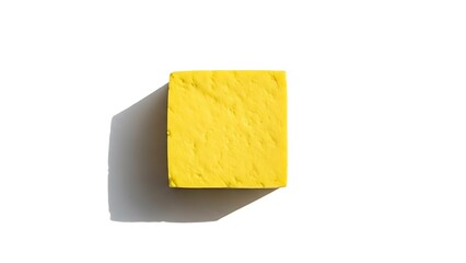 Yellow Paper Cube on White Background