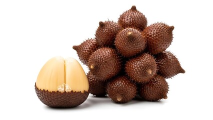 Brown Spiky Fruits on White Background