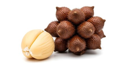 Fresh Nutmeg Seeds Isolated on White Background